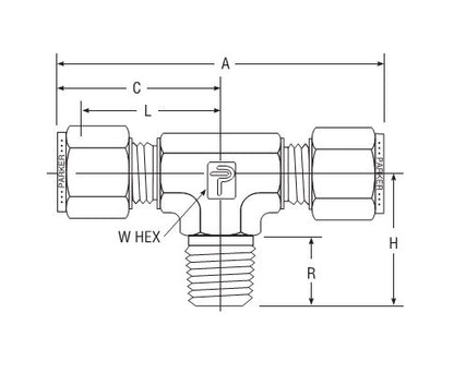 Parker CPI™/A-LOK® NPT Male Branch Tee for Metric Tube, 8.0mm x 1/4 in - Image 2