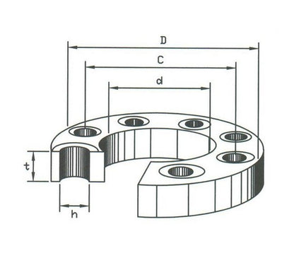JIS 16K Steel Flat Faced Slip-On Flanges - Carbon Steel, 1350-54" - Image 2