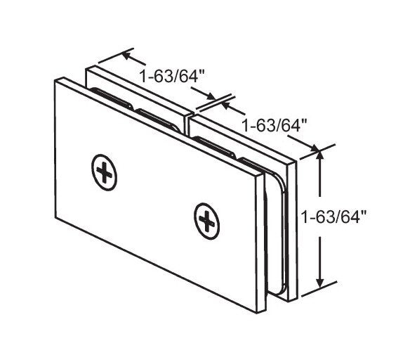 Square Edge Brass Glass Clamp in Brushed Nickel Finish - Image 2