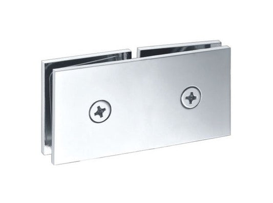 Square Edge Brass Glass Clamp in Brushed Nickel Finish - Image 1