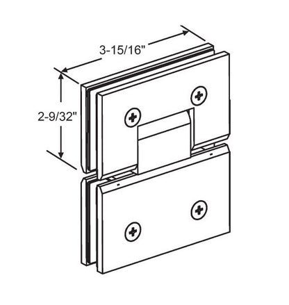 Heavy Duty Solid Brass Square Edge Shower Door Hinge, Bright Chrome Finish - Image 2