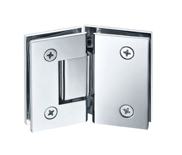 Square Edge Brass Shower Door Hinge - Brushed Nickel Finish - Image 1