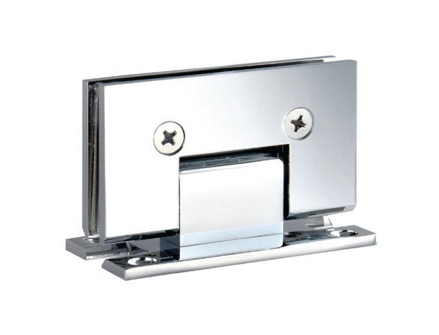 Heavy Duty Square Edge Solid Brass Shower Door Hinge - Bright Chrome Finish - Image 1