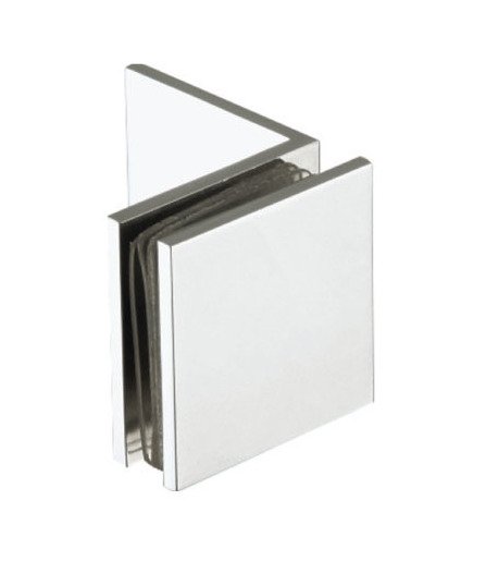 Square Edge Brass Shower Door Glass Clamp, Brushed Nickel Finish - Image 1