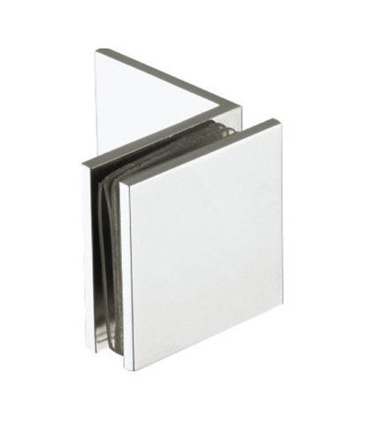 Square Edge Brass Shower Door Glass Clamp, Brushed Nickel Finish - Image 1