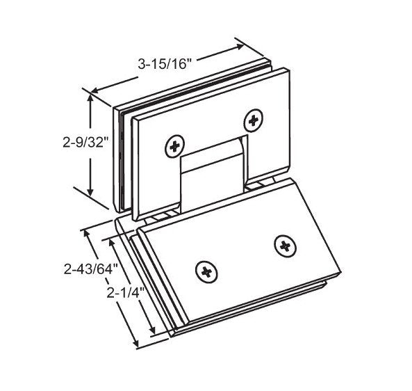 Square Edge Heavy Duty Solid Brass Chrome Finish Shower Door Hinge - Image 2