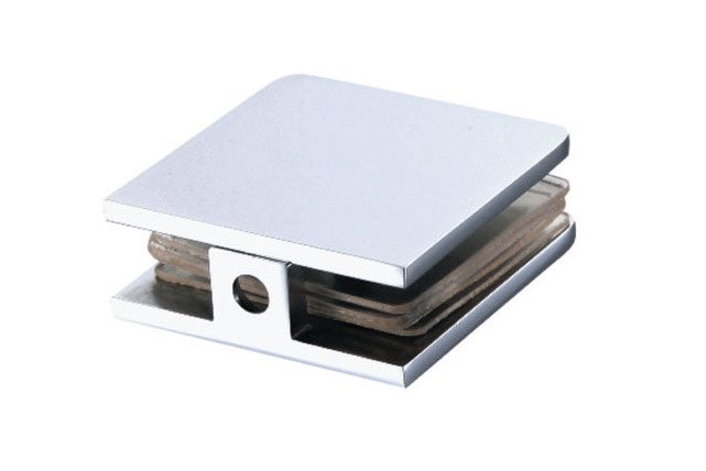 Bright Chrome Rounded Edge Brass Shower Door Glass Clamp - Image 1