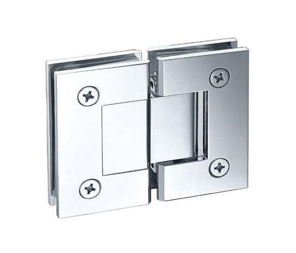 Square Edge Standard Duty Solid Brass Shower Door Hinge, Brushed Nickel Finish - Image 1