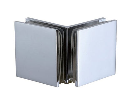 Brushed Nickel Square Edge Solid Brass Shower Door Glass Clamp - Image 1