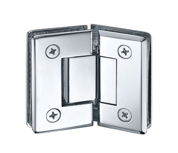 Bright Chrome Beveled Edge Solid Brass Shower Door Hinge - Image 1