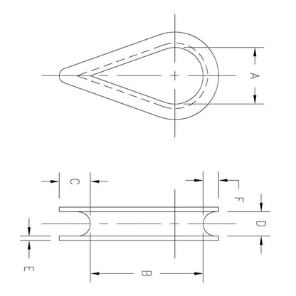 0.940 Inch (in) Dimension E, G-411 Thimble - Image 2