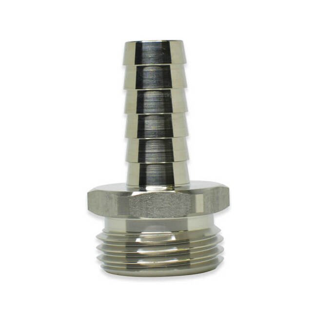 SAMGB Series 3/4 Inch (in) Male Garden Hose (MGH) and 3/4 Inch (in) Barb 316 Stainless Steel Adapter Fitting - Image 1