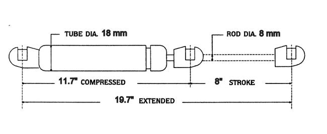 Stabilus Gas Springs with Composite Ends - FPN11 - Image 2