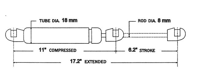 Stabilus FLR11 Gas Springs with Composite Ends - 17.2 Inch - Image 2