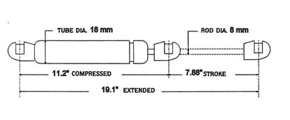 19.1 Inch Gas Springs with Composite Ends - 35 lbs - Image 2