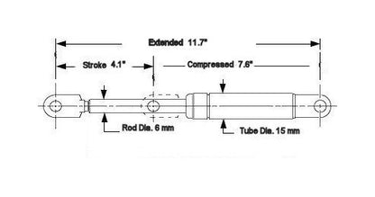Industrial Steel Gas Springs with Blade Ends - Image 3