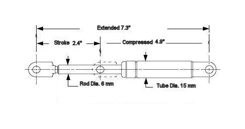 Steel Gas Springs with Blade Ends, FEN34 Series - Image 3