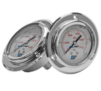Stainless Steel Panel Mount Liquid Filled Gauge, 15 PSI