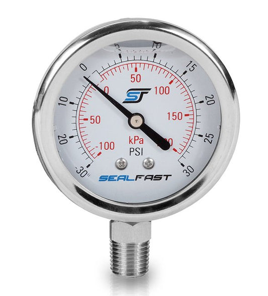 4" All Stainless Liquid Filled Pressure Gauge (5,000 psi) - Lower Mount - Image 1