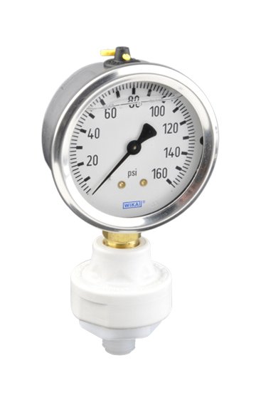 Mini Tuff Gauge Isolator with Wika Gauge, 1/4'' MNPT Inlet, PTFE/FKM Diaphragm - Image 1