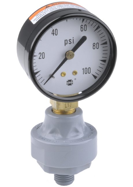 CPVC Mini Tuff Gauge Isolator with 2" Economy Gauge - Image 1