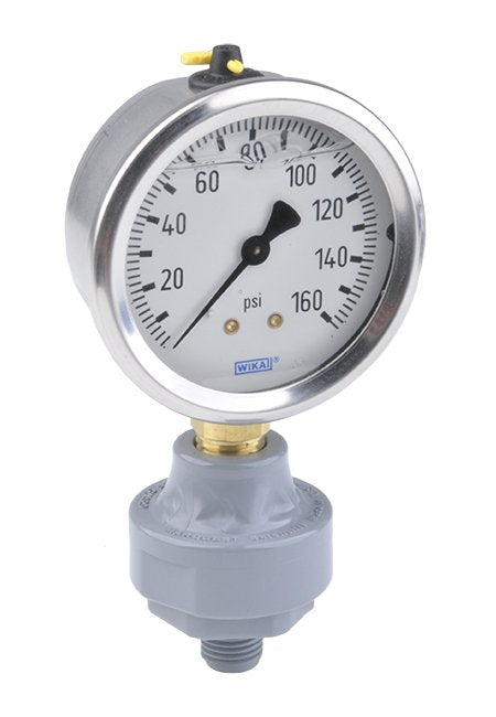 CPVC Mini Tuff Guard Isolator with Wika Gauge, 1/4" MNPT, 0-15 PSI - Image 1