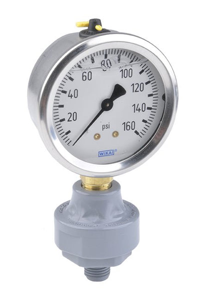 CPVC Mini Tuff Guard Isolator with Wika Gauge, 1/4" MNPT, 0-15 PSI - Image 1