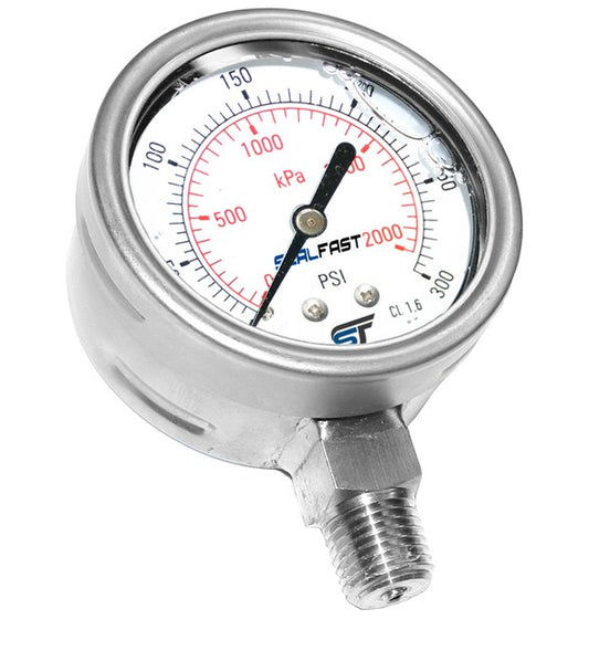 Heavy Duty Liquid Filled Pressure Gauge - 2000 PSI Lower Mount - Image 1