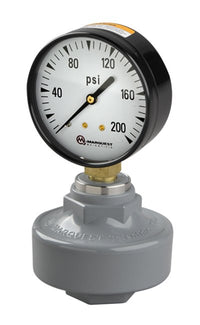 CPVC Gauge Isolator with Viton Diaphragm and Brass Gauge