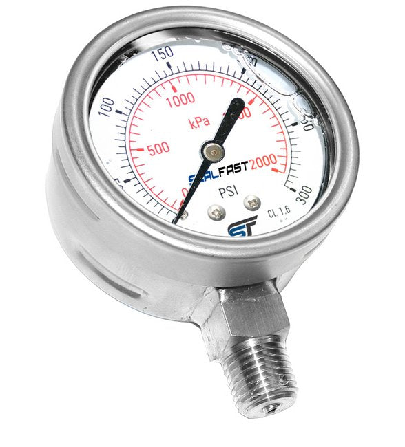 Heavy Duty Liquid Filled Pressure Gauge 2 1/2" Face x 1/4" Case - Lower Mount, 100 PSI / 700 KPA Range - Image 1