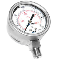 Heavy Duty Liquid Filled Pressure Gauge 2 1/2" Face x 1/4" Case - Lower Mount, 100 PSI / 700 KPA Range