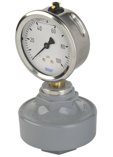 1/2" CPVC Gauge Isolator with Wika Stainless Brass Liquid-Filled Gauge - Image 1