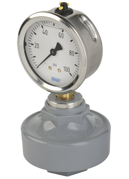 1/2" CPVC Gauge Isolator with Wika Stainless Brass Liquid-Filled Gauge - Image 1