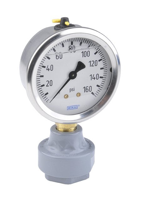 CPVC Mini Tuff Guard Isolator with Wika Gauge, 1/4" Inlet Female NPT - Image 1