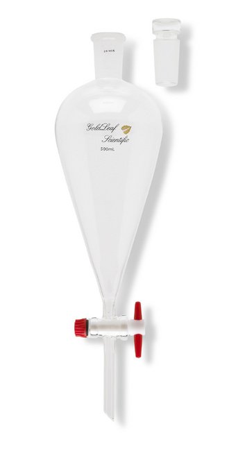 1000 Millimeter (mm) Volume Separatory Funnel with Polytetrafluoroethylene (PTFE) Stopcock - Image 2