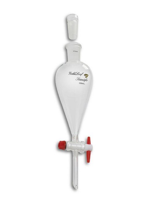 1000 Millimeter (mm) Volume Separatory Funnel with Polytetrafluoroethylene (PTFE) Stopcock - Image 1