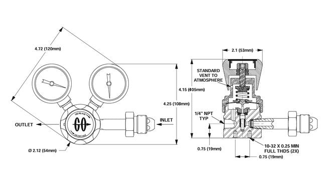 GO Regulator CYL-1 Brass Cylinder Regulator - Image 2