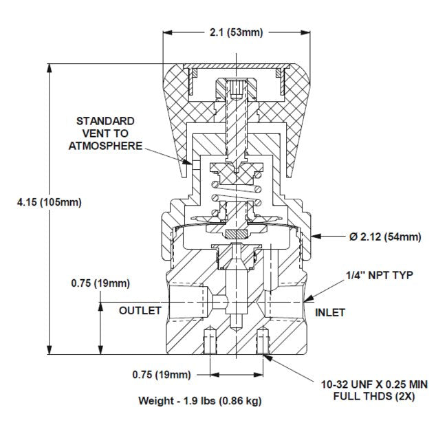 GO Regulator BP-3 Stainless Steel Back Pressure Regulator 1/4" Gauge Port - Image 2