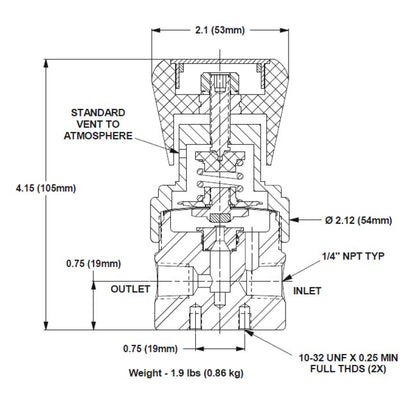 GO Regulator Stainless Steel Back Pressure Regulator - BP-3 1/4" Gauge Port - Image 2