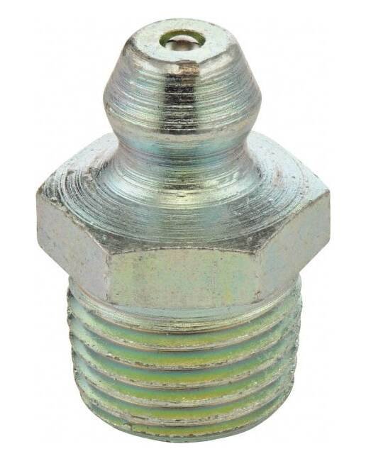 UMETA BSPT Steel Grease Fitting, 1/8-28 Straight Head Angle - Image 1