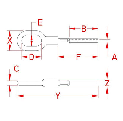 Suncor Hand Swage Gate Eye - 316 Stainless Steel - Image 2