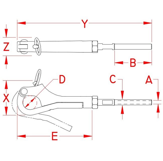 Suncor Pelican Hook & Hand Swage Stud - Grade 316 Stainless Steel - Image 2