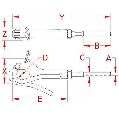 Suncor Pelican Hook & Hand Swage Stud - Grade 316 Stainless Steel - Image 2