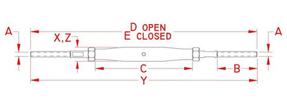 316 Stainless Steel Closed Body Hand Swage Stud and Stud Turnbuckle - Image 2
