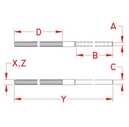 Suncor Hand Swage Extra Long Stud - 316 Stainless Steel - Image 2