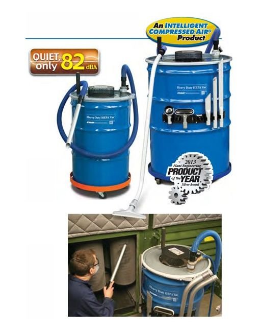 110 Gallon Premium Heavy Duty HEPA Vac Air Operated Industrial Vacuum Cleaner - Image 1