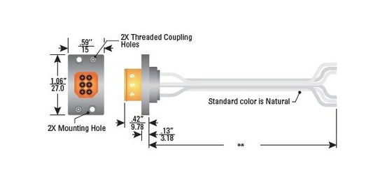 High Voltage 6 Pin Single Ended Front Mount Receptacle Cable Assembly - Image 1
