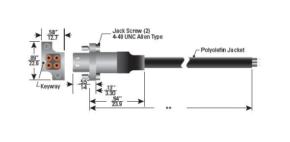 6 kVDC JR Series 4 Pin Shielded Rear Mount Receptacle Cable Assembly - Image 1