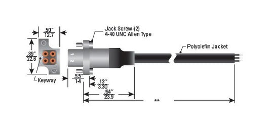 6 kVDC JR Series 4 Pin Shielded Rear Mount Receptacle Cable Assembly - Image 1