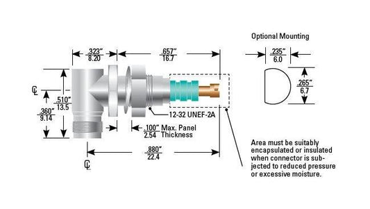 600 Series Right Angle Non-Sealed Front Mount High Voltage Connector - Image 1